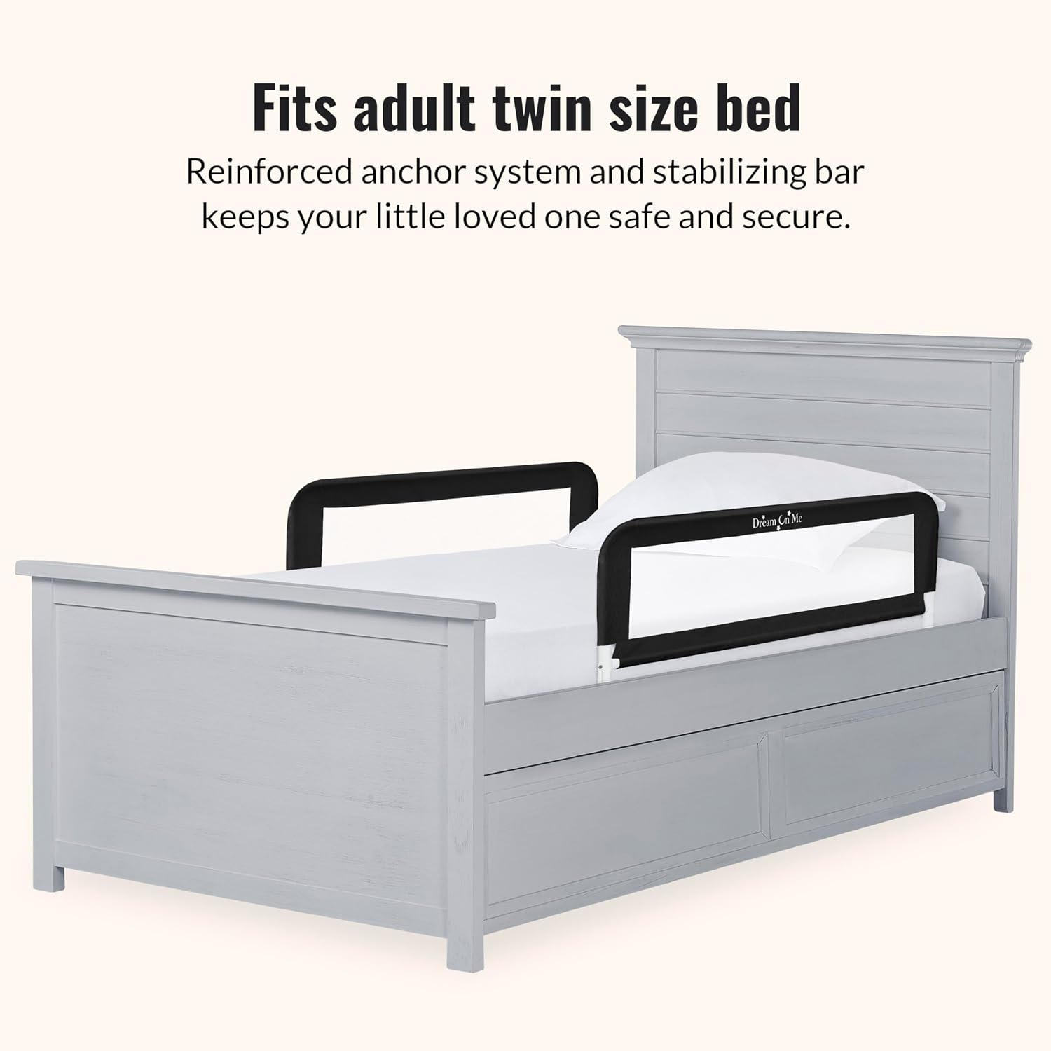 Dream On Me Lightweight Mesh Security Adjustable Bed Rail Double Pack with Breathable Mesh Fabric in White, 2 Count (Pack of 1)