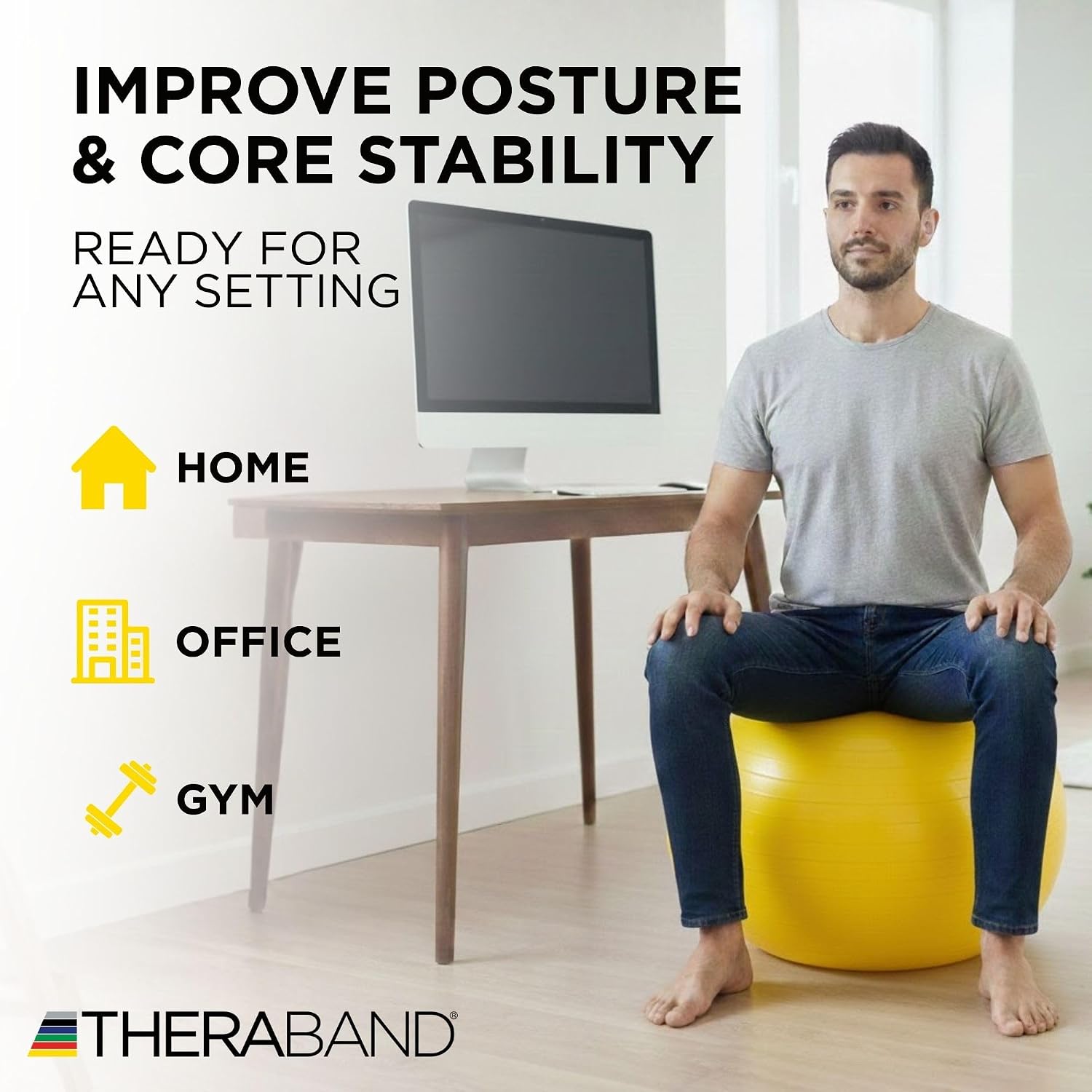 THERABAND Exercise and Stability Ball for Improved Posture, Balance, Core Fitness, Coordination and Rehab