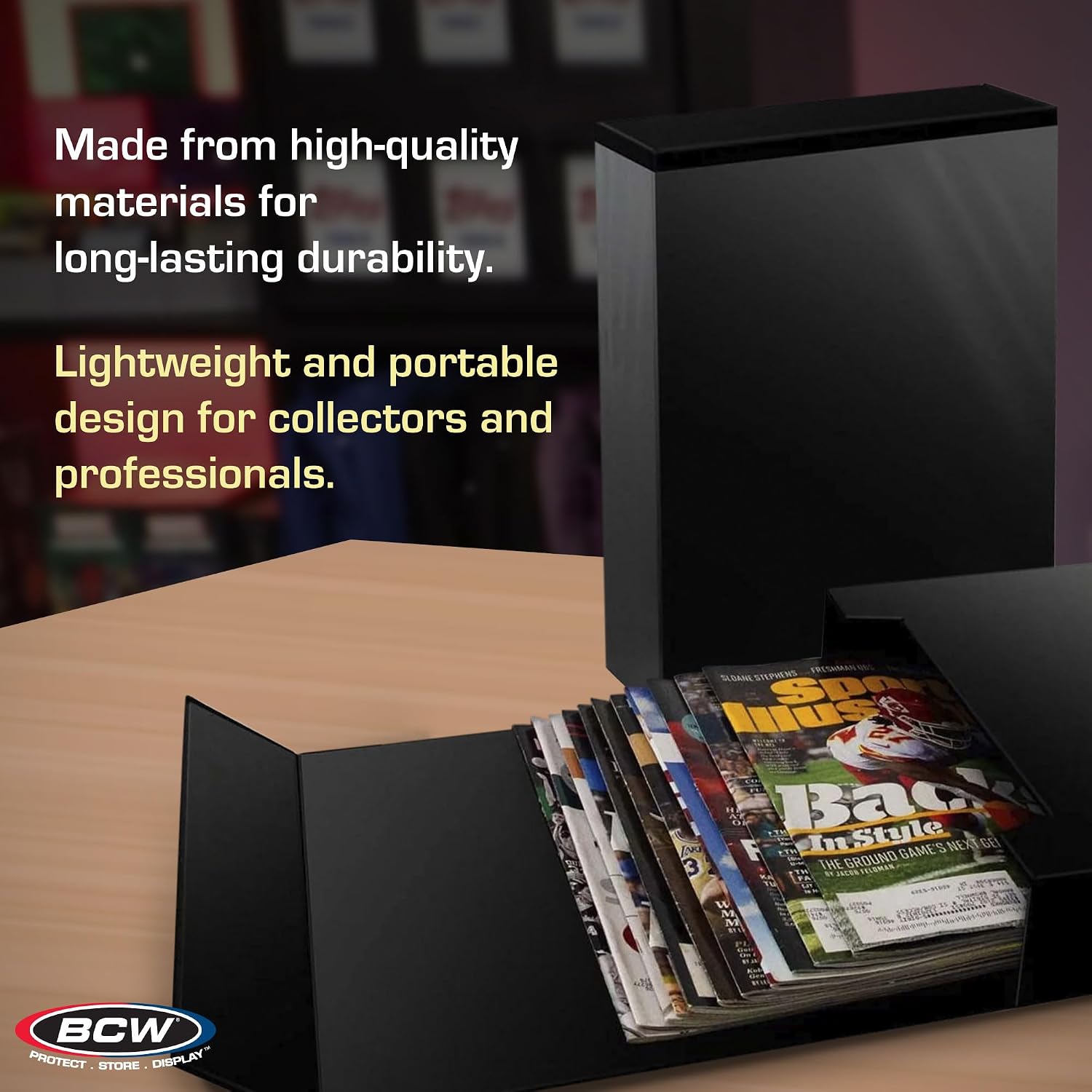 BCW Magazine File Holder - Black | Holds up to 20 Magazines | Magnetic Closure | Magazine Storage Box Holder | Magazine Box Ideal Organizer for