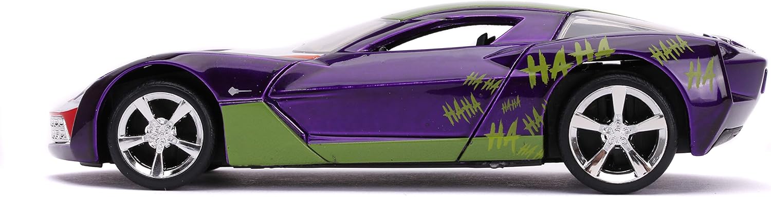 Jada Toys DC Comics 1:32 The Joker's 2009 Chevy Corvette Stingray Die-cast Car, Toys for Kids and Adults
