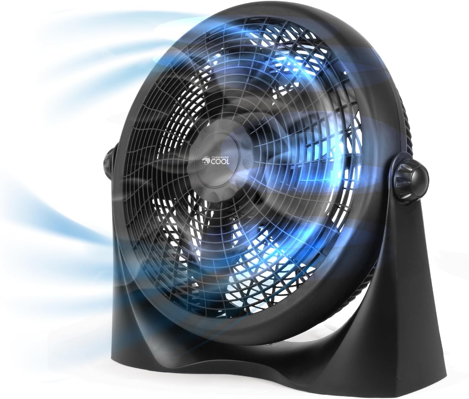 Commercial Cool 16 Inch High Velocity Floor Fan, Black, CFF16B | Floor Fan for Home, Garage, Bedroom, or Office, Cooling with 3 Speed Settings, Quiet Floor Fan with Adjustable Tilt Angle