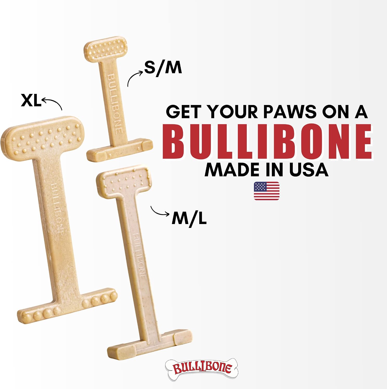 Bullibone Nylon Dog Chew Toy for Aggressive Chewers - Dental Hygiene Bone with Beef Flavor, Durable Tough Chew Toys for Small Dogs, Indestructible Dog Bone - 3 Pack