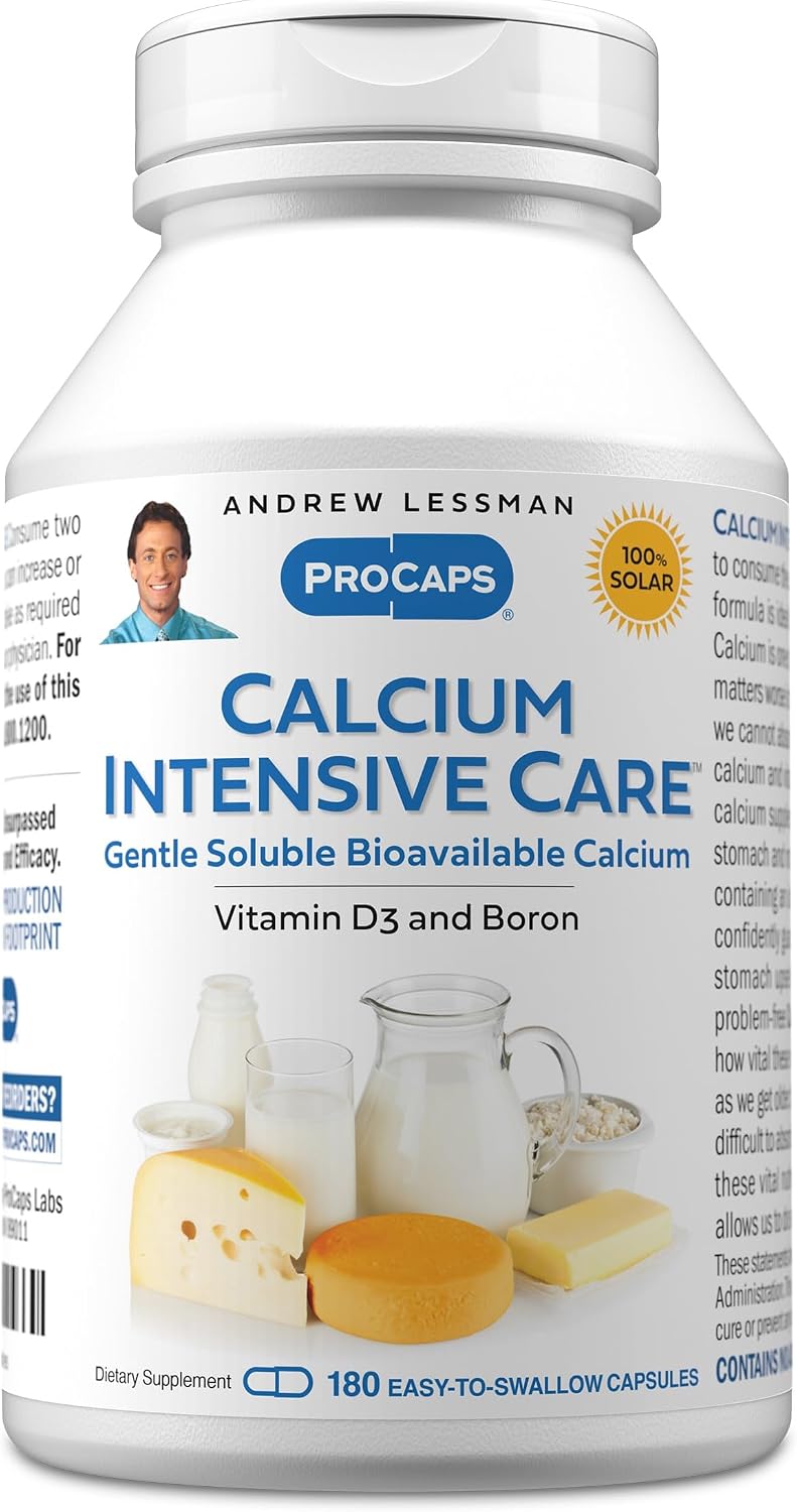 ANDREW LESSMAN ProCaps Calcium Intensive Care 60 Capsules | Ultra fine calcium with vitamin D3 and boron to support healthy bones, teeth and skeletal health in easy-to-swallow capsules.