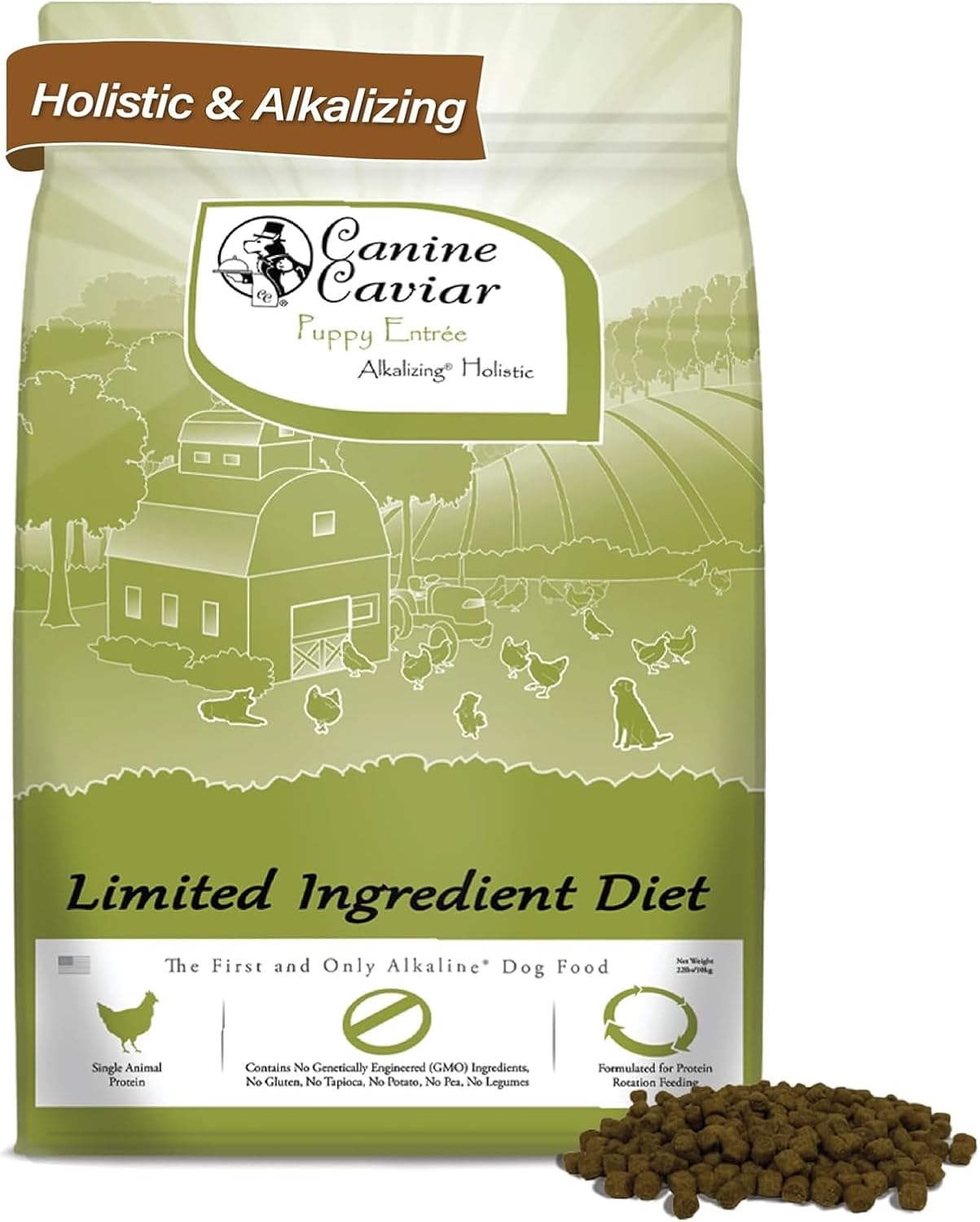 Canine Caviar - Open Range: Water Buffalo & Chickpea Alkaline Dry Dog Food, Limited Ingredients, Gluten-Free, Based on Science & Research, Veterinary Alternative Diet (22 Pound Bag)