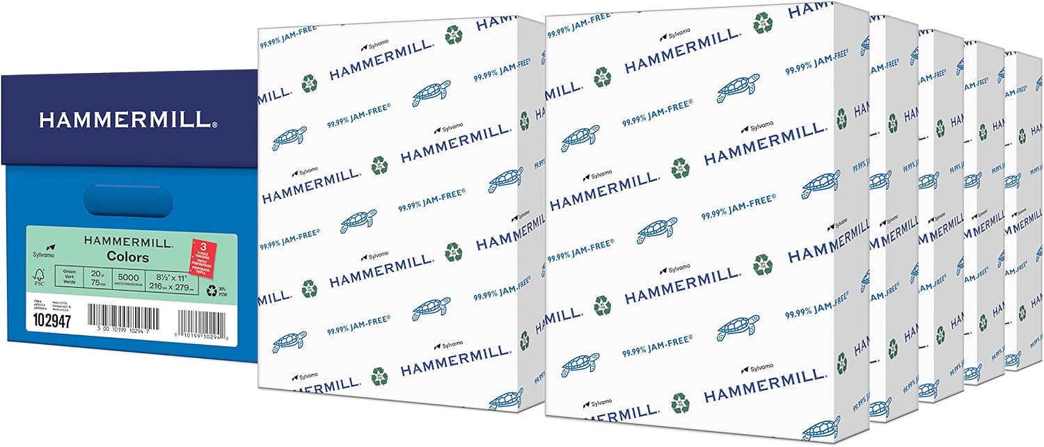 Hammermill Colored Paper, 20 lb Blue Printer Paper, 8.5 x 11 - Made in the USA, Pastel Paper, 103309R - 1 Ream (500 Sheets)