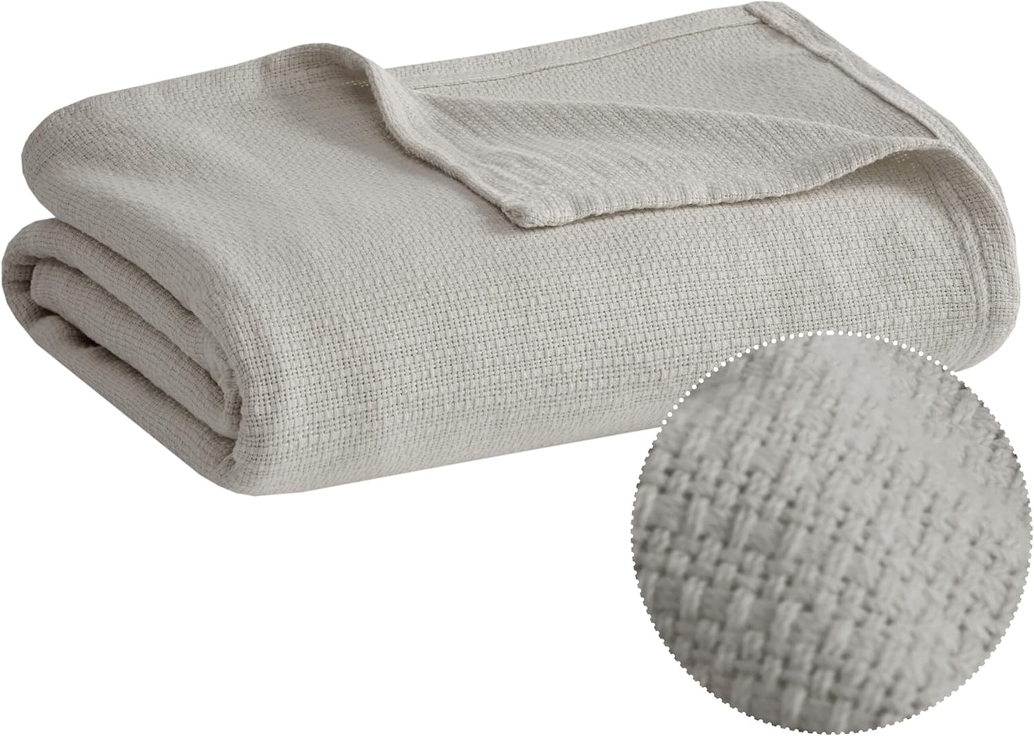 Madison Park 100% Cotton Breathable Queen Size Blanket for Bed, Blue | Freshspun Basketweave, All Season, Farmhouse Classic Bed Cover Full for Summer, OEKO TEX, Warm Home Essential For Couch, Sofa
