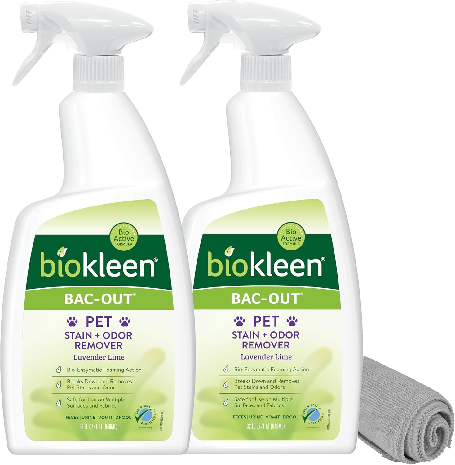 Biokleen Bac-Out Pet Stain Remover - Enzymatic, Natural, Plant-Based Destroys Stains & Odors, Safe for Surfaces & Fabrics