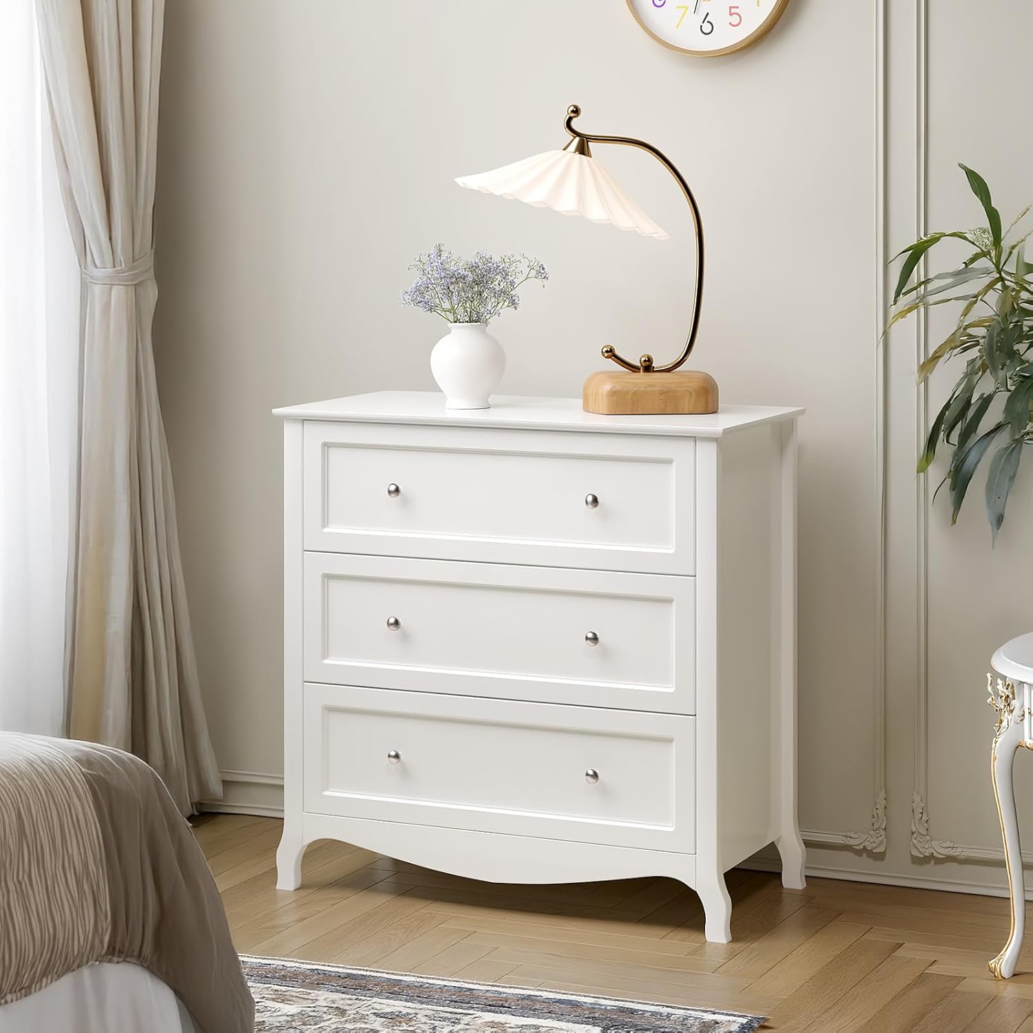 VINGLI Fluted Tall Dresser 5 Drawer, 23.66" W Chest of Drawers Gray Wood Dresser with Rounded Edges, Grey Dressers for Bedroom