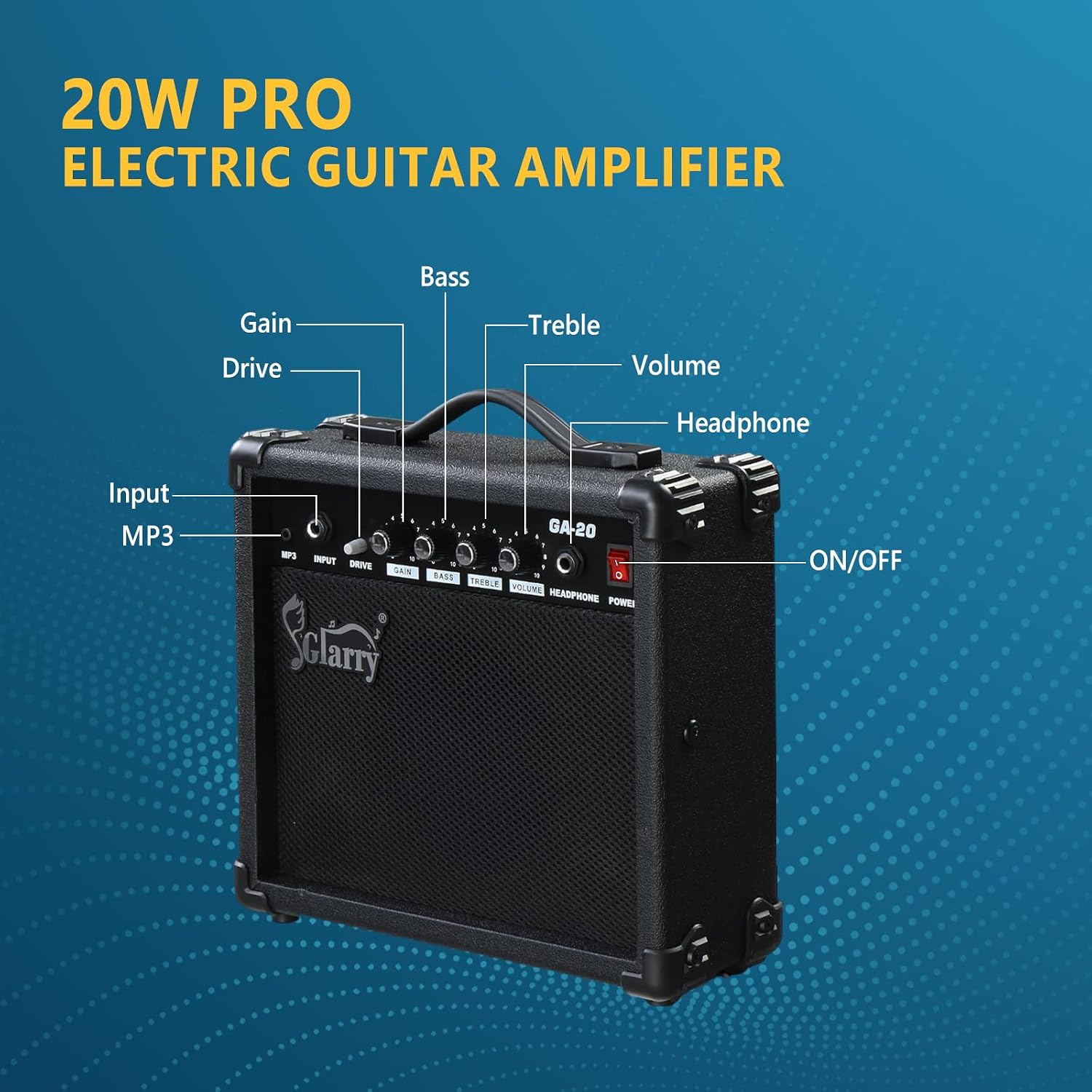 GLARRY 39" Full Size Electric Guitar Kit for Beginners, Starter Electric Guitar Set with 20W Amp & HSH Pickups, Model 170 (Black-White)
