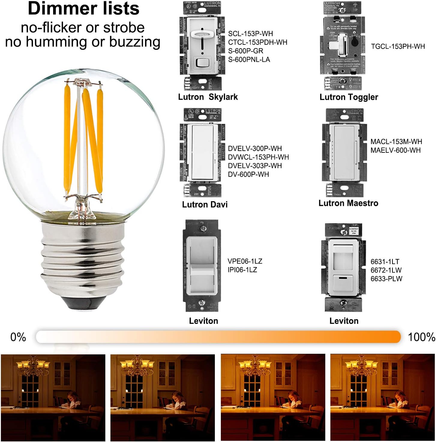 Litehistory e12 led bulb dimmable g16.5 Light Bulb 4W Equal 40 Watt 400lm AC120V e12 Candelabra Bulb 40 Watt for Chandeliers,Ceiling Fan,Vanity Warm White 2700K Globe candelabra Light Bulb 6Pack