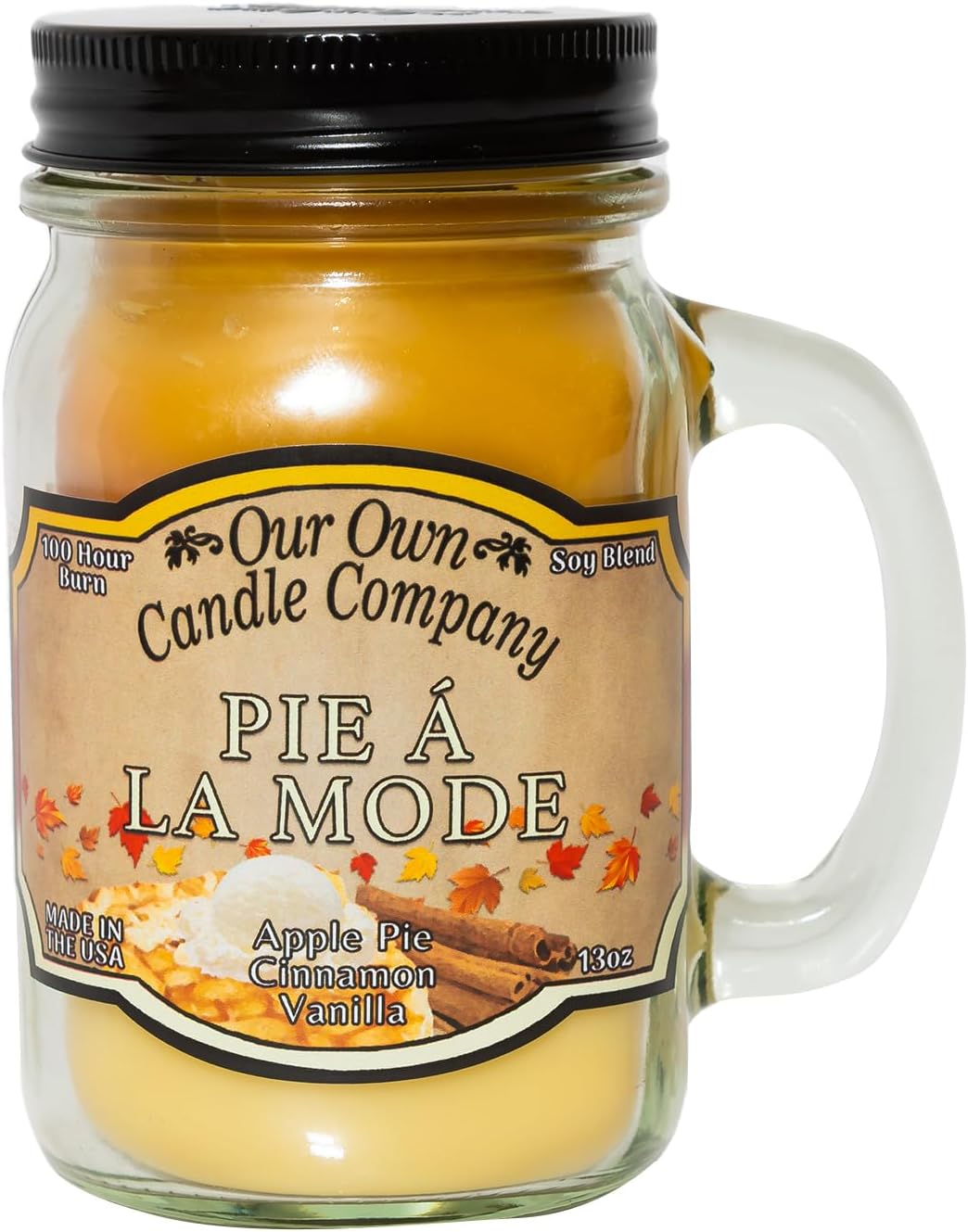 Balsam Pine Scented Mason Jar Candle, Our Own Candle Company, 13 oz | Clean, fresh Balsam-pine-tree scent; soy blend wax; lead-free wick with patented straightener; long lasting