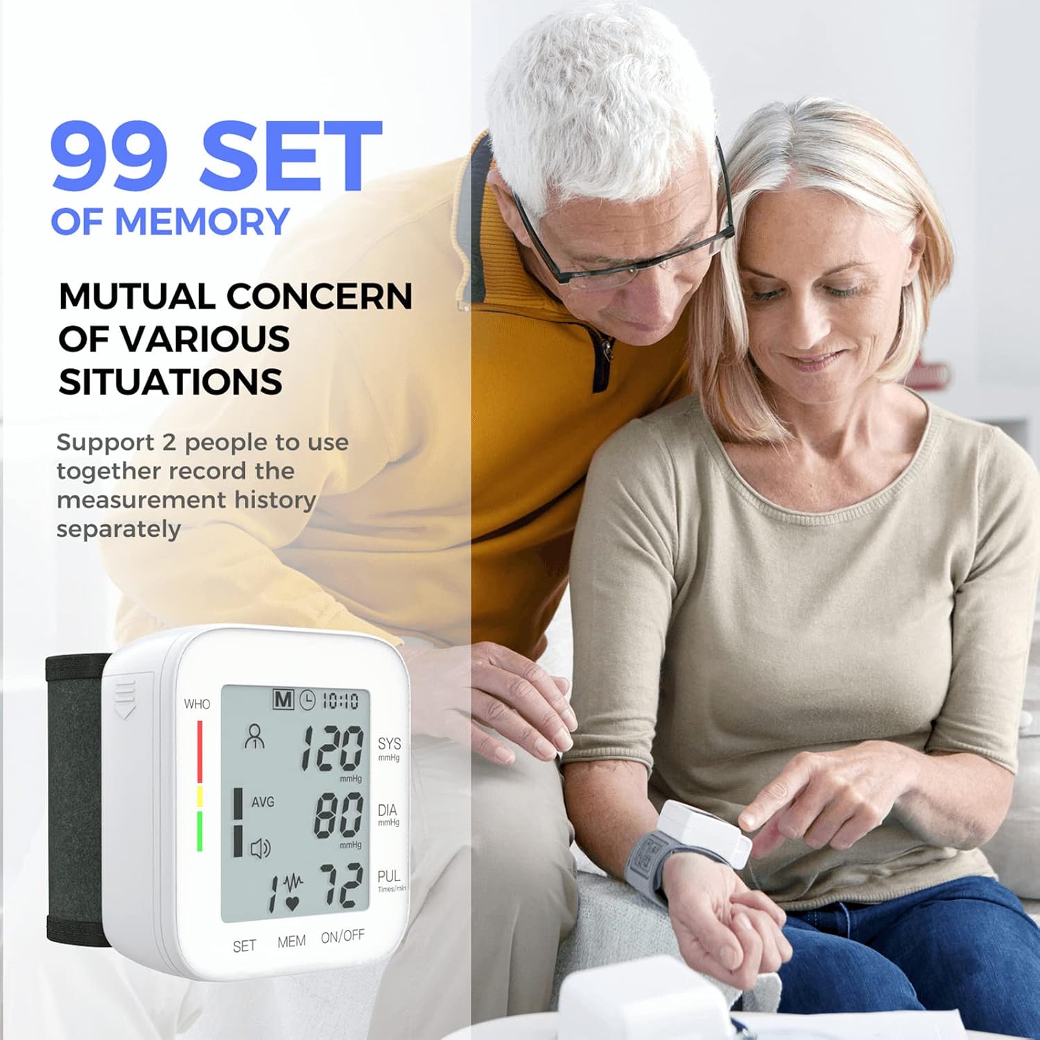 MMIZOO Wrist Blood Pressure Monitor BP Machine with Carrying Case White