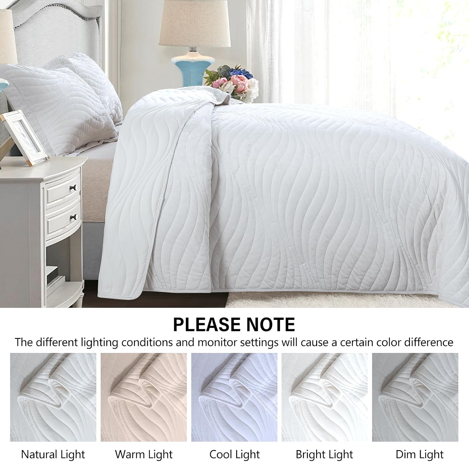 Striped Jacquard Style Cotton 3-Piece Patchwork Bedspread Quilt Sets, Queen Size