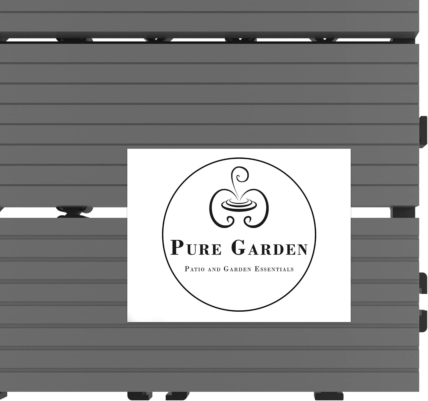 Interlocking Deck Tiles - 6-Pack Wood Plastic Composite Patio Tiles - Outdoor Flooring for Balcony, Porch, and Garage by Pure Garden (Dark Gray)