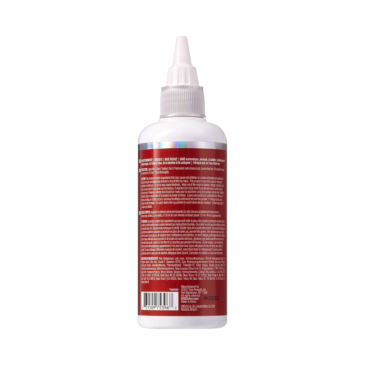 Red by Kiss Tintation Semi-Permanent Hair Color, Aloe Vera Water Based, Argan Oil, Olive Oil, Collagen & Keratin, Long-Lasting Color Dye (Honey Brown, 5 Fl Oz)
