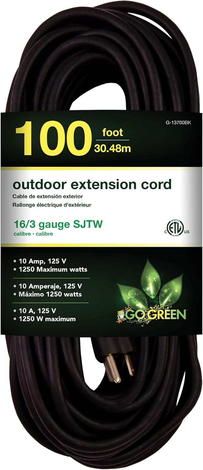 Go Green Power Inc. (GG-14025) 12/3 SJTW Outdoor Extension Cord, Lighted End, 25 ft