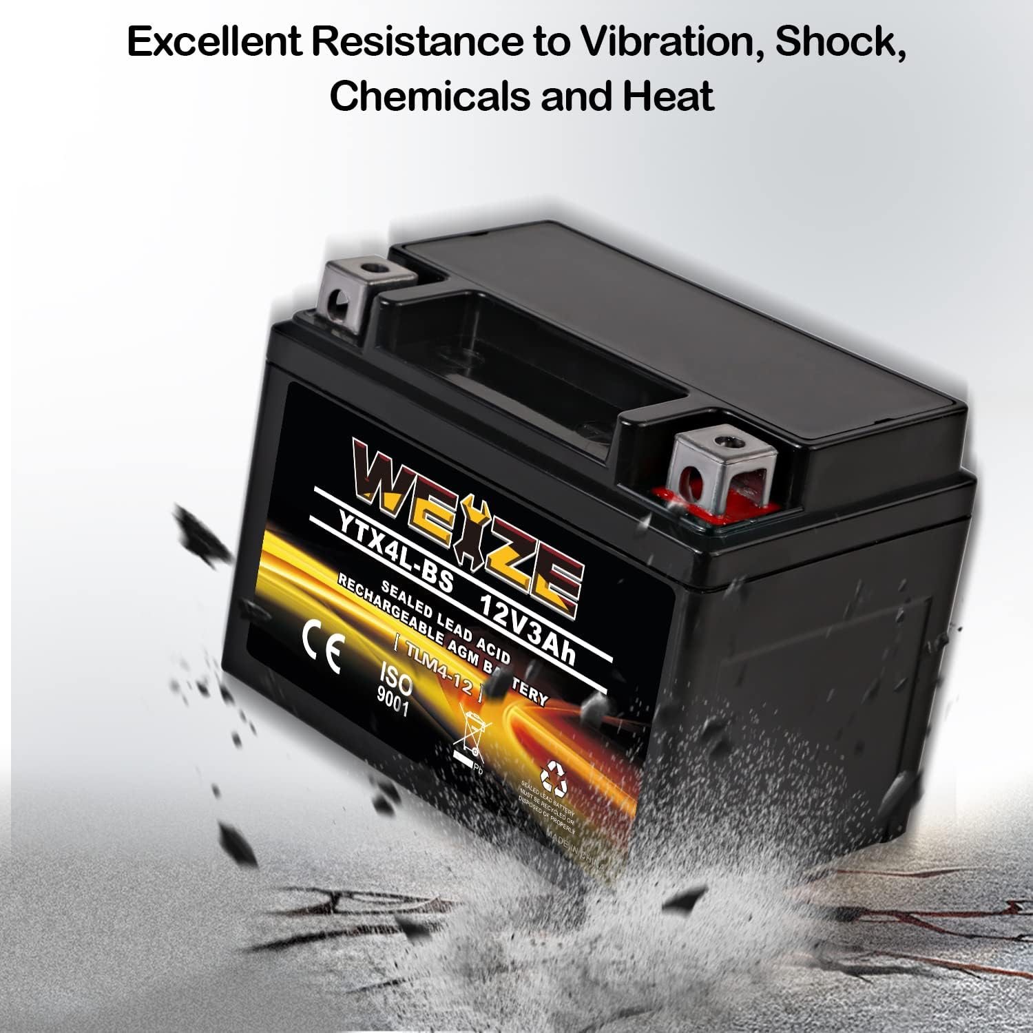Weize YTX14 BS ATV Battery High Performance - Maintenance Free - Sealed AGM YTX14-BS Motorcycle Battery compatible with Honda Suzuki Kawasaki Yamaha scooter snowmobile