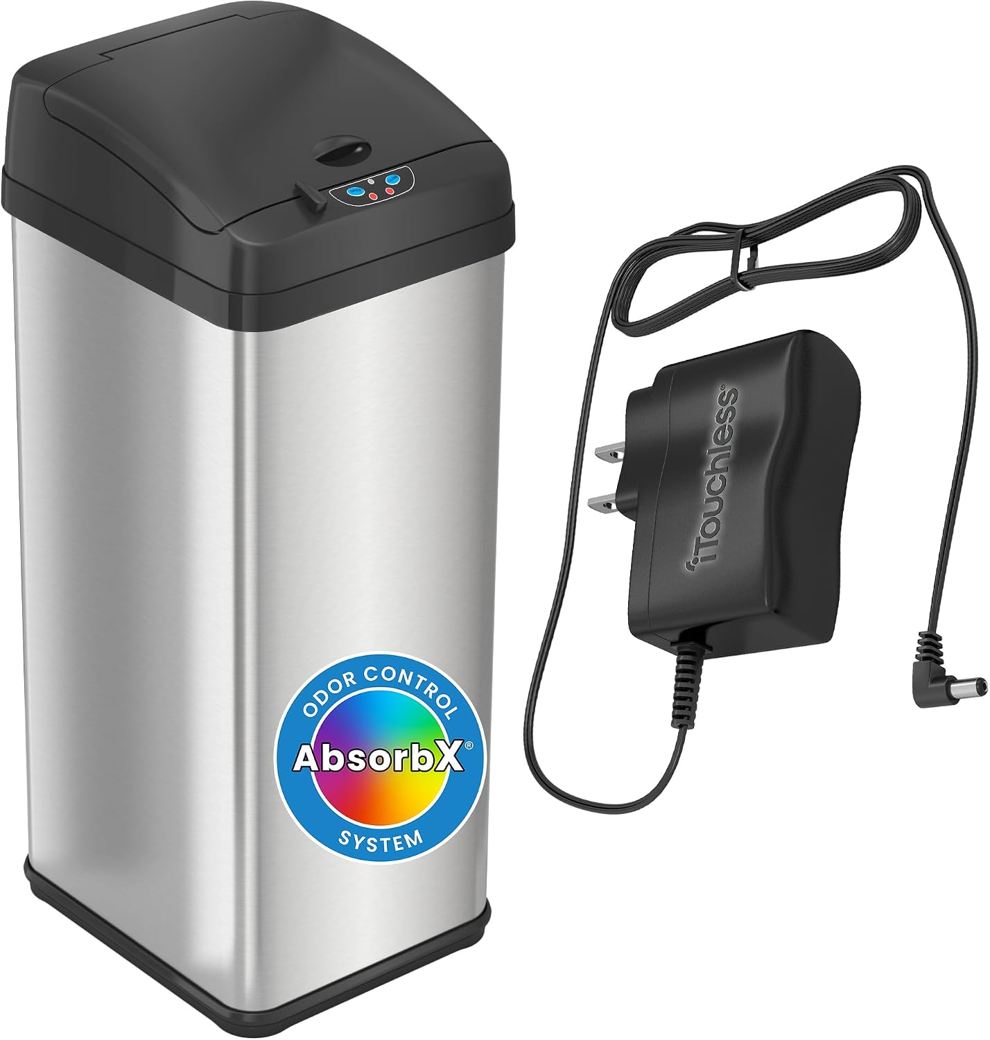 iTouchless 13 Gallon Automatic Sensor Touchless Trash Can with AC Adapter and Odor Control System Stainless Steel
