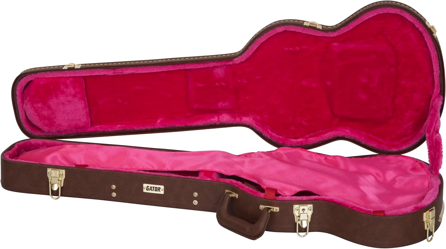 Gator Cases Deluxe Wood Case for SG Electric Guitars; Brown Exterior (GW-SG-BROWN)