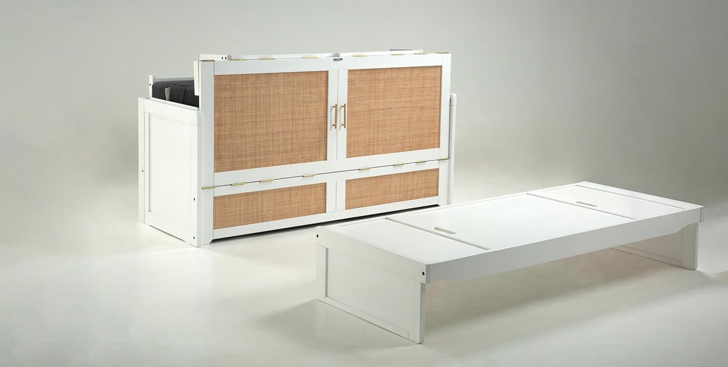 NIGHT & DAY Furniture Murphy Cube Cabinet Bed Pre-Assembled (Cherry, Queen) | Pre-Assembled
