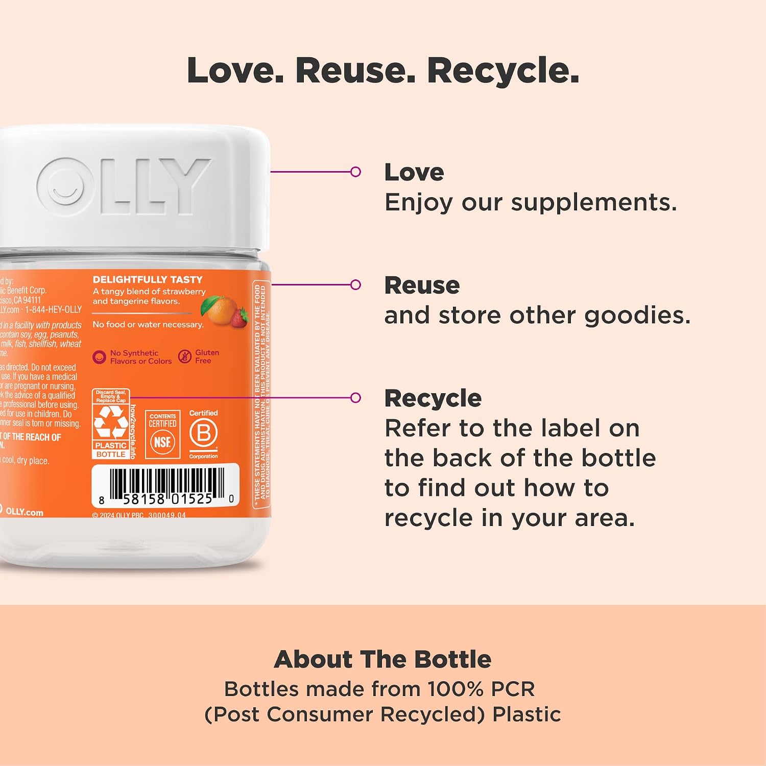 OLLY Laser Focus Gummy Supplement,* Ginseng Extract, Alpha GPC - 36 Count