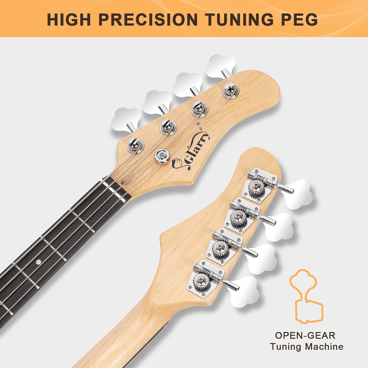 GLARRY Full Size Electric Bass Guitar Beginner Kit 4 String Exquisite Basswood Bass with 20W AMP, Cable, Strap, Bag and Accessories (Transparent Blue, 39"Right Handed)