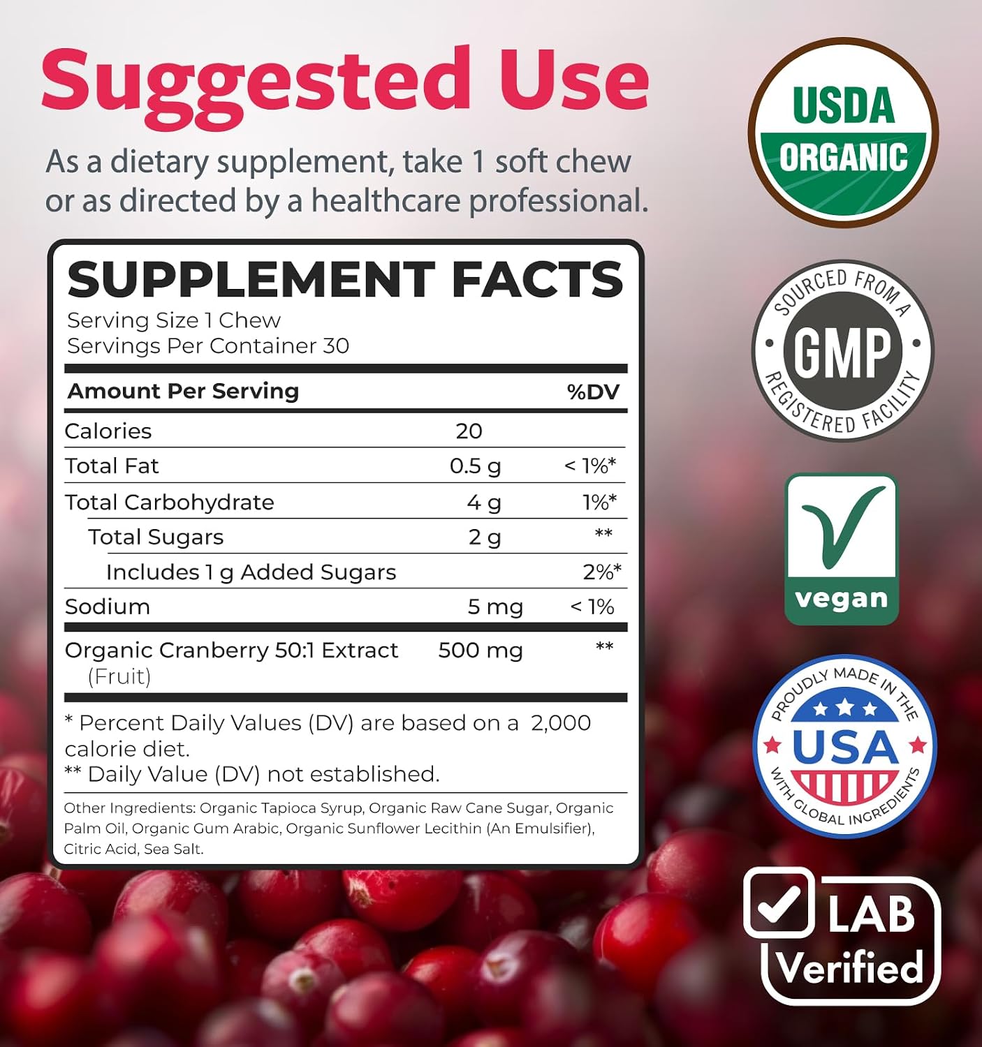 Organic Cranberry Pills - Vegan Supplement for Urinary Tract Health & Kidney Cleanse - Cranberry Pills for Women 500mg 50:1 Cranberry Concentrate Per Serving - Urinary Tract Support - 60 Capsules