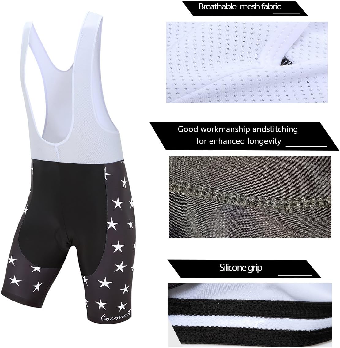 Coconut Ropamo CR Men's Cycling Jersey Set Road Bike Jersey Zipper Pocket Short Sleeves Cycling Kits Bib Shorts 3D Padded