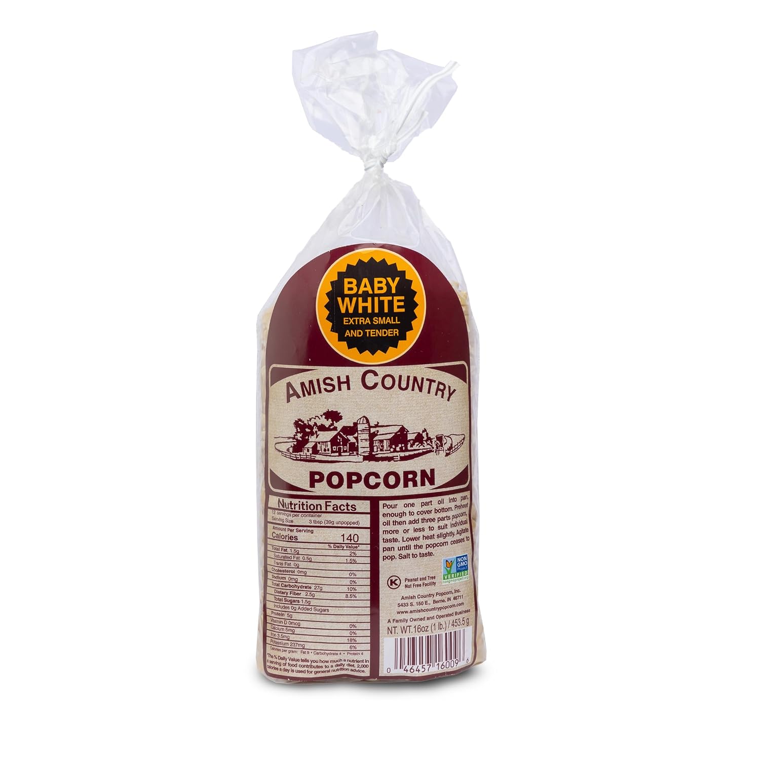 Amish Country Popcorn | 2 lb Bag | Baby White Popcorn Kernels | Small and Tender | Old Fashioned, Non-GMO and Gluten Free (Baby White - 2 lb Bag)