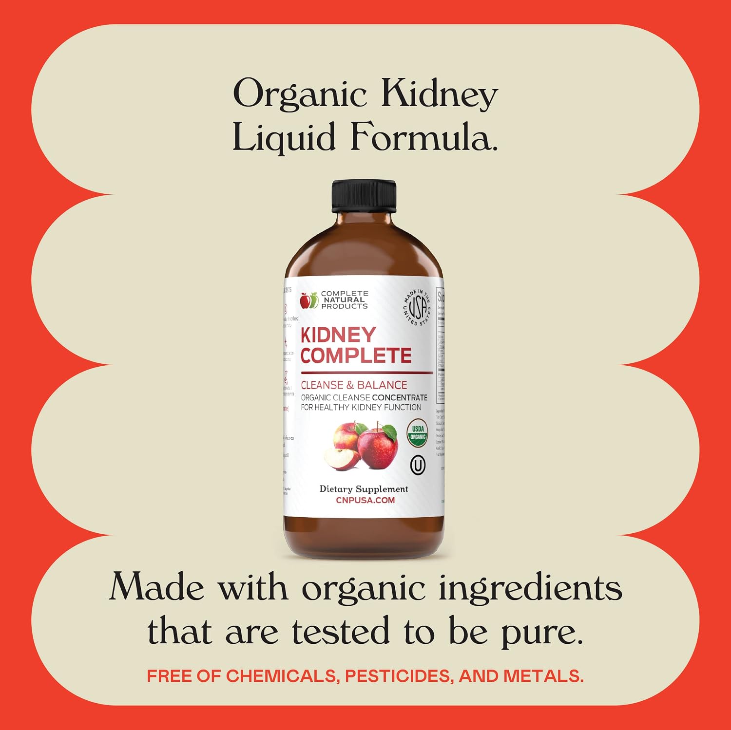 CNP | Kidney Complete Liquid 16oz - ACV, Lemon, Chanca Piedra Cleanse Aid | Kidney support liquid with apple cider vinegar, lemon and organic chanca piedra for daily cleanse and detox routines