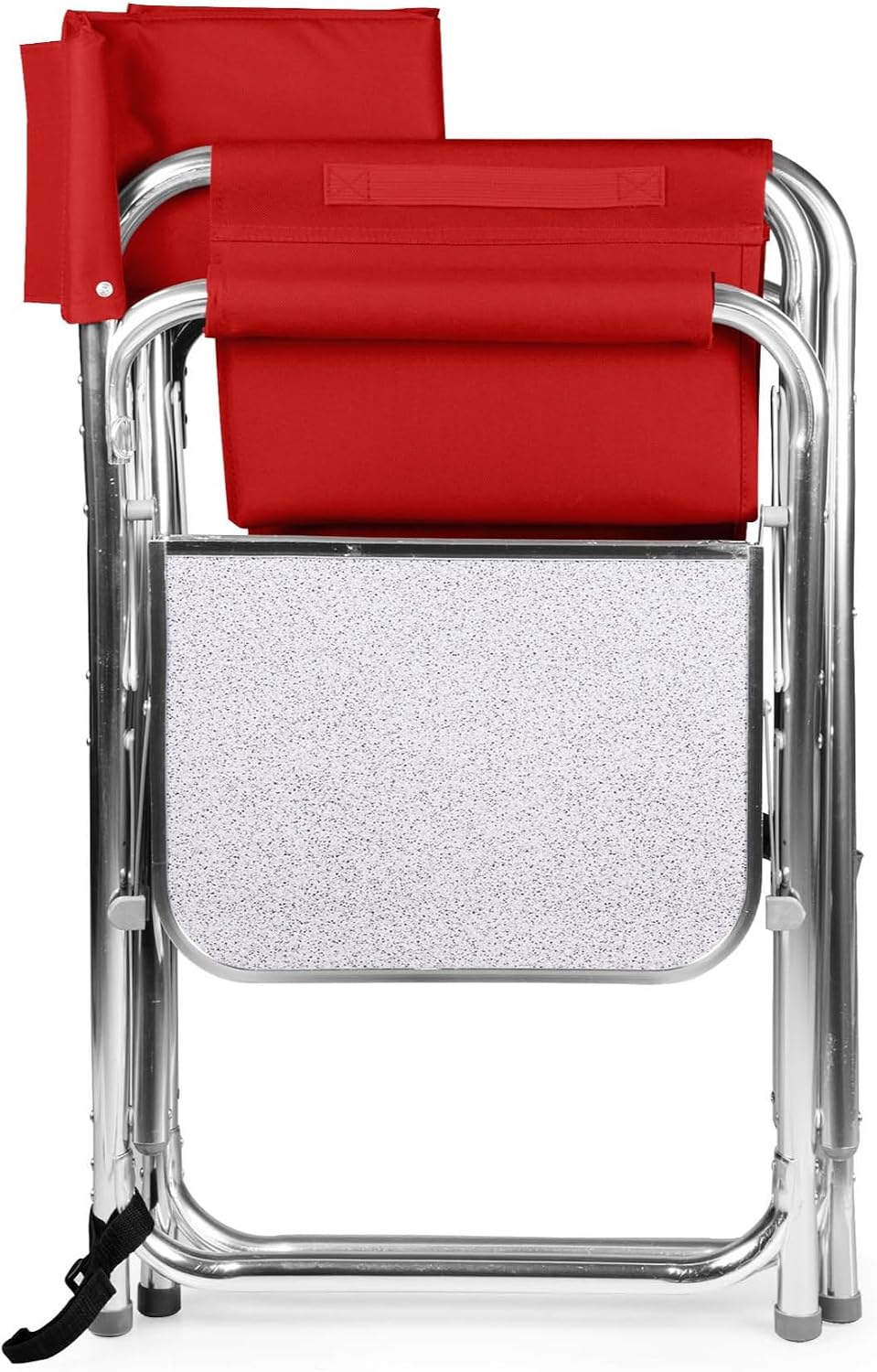 PICNIC TIME Sports Chair with Side Table and Armrest Caddy, Lightweight Aluminum Folding Outdoor Camping Chair for Adults, Portable Director Style Lawn Seating with Pockets & Carry Strap, (Navy Blue)