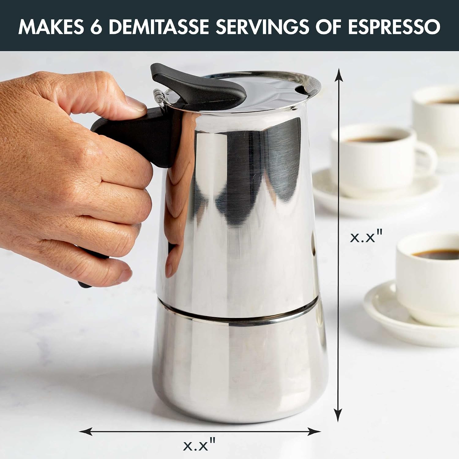 Primula 6 Cup Stovetop Espresso Coffee Maker, Stainless Steel (PES-4606)