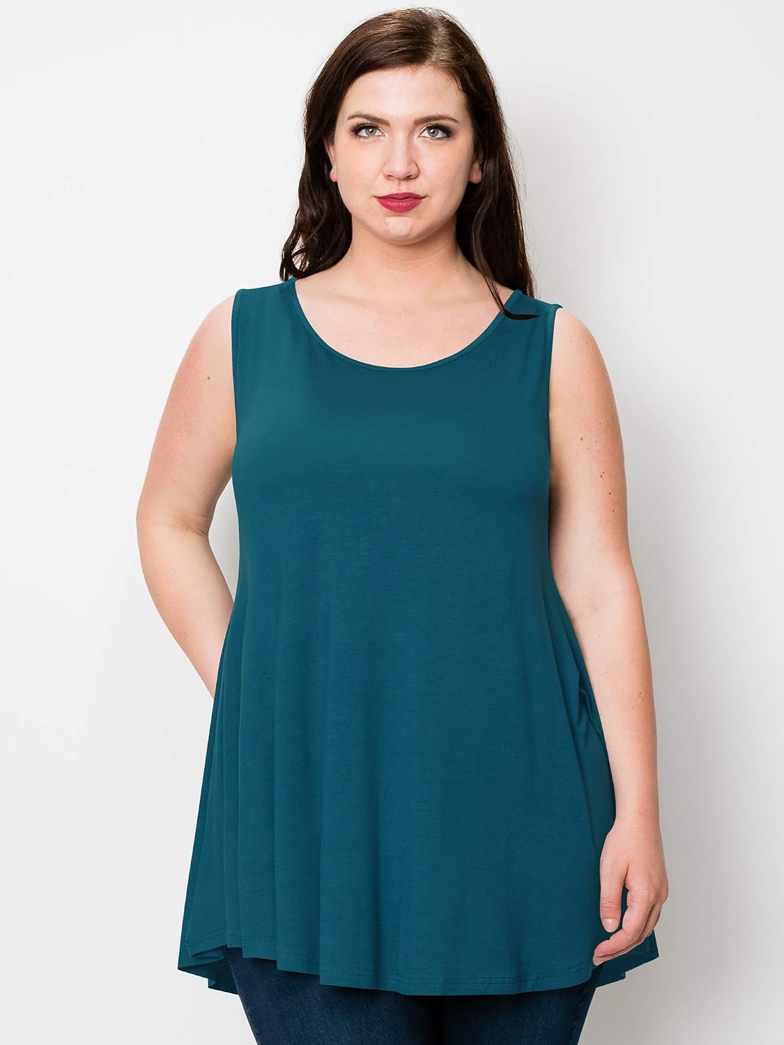 Lock and Love Women Solid Short Sleeve/Sleeveless Tunic for Leggings Swing Tunic Flare Tank Tops S-5XL Plus Size Made in USA