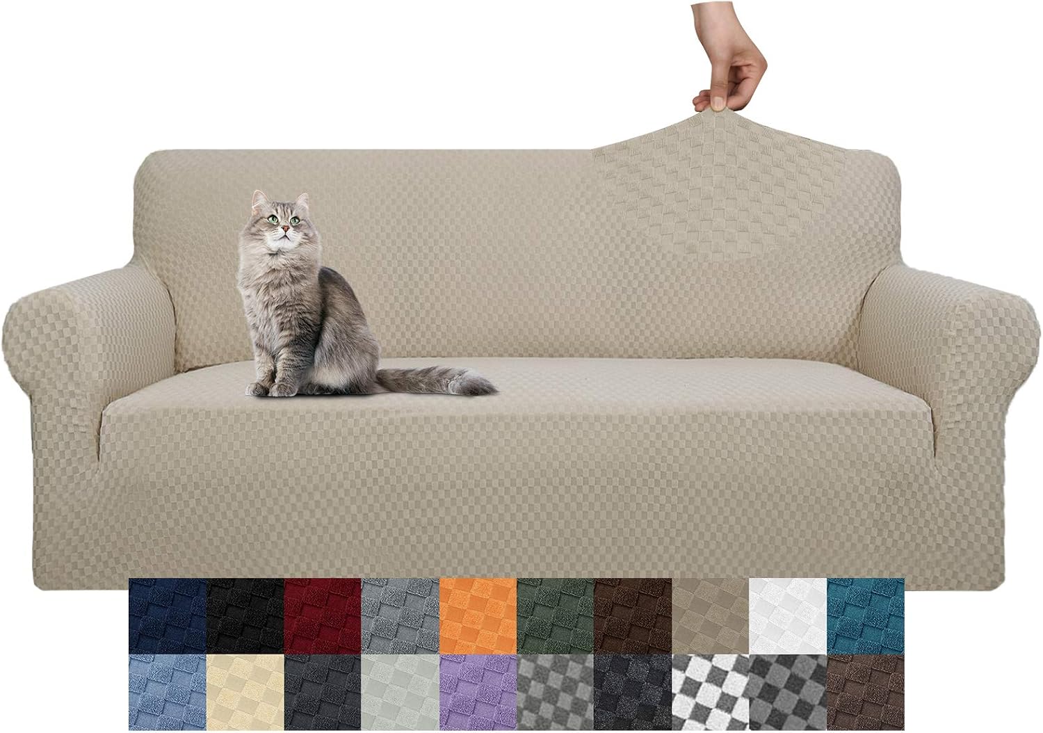 YEMYHOM Couch Cover Latest Jacquard Design High Stretch Sofa Covers for 2 Cushion Couch