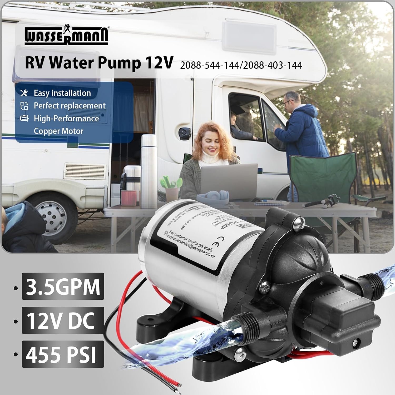 RV Water Pumps 115V AC Pressure Pump with Pressure Switch, Self-priming Water Pump 4.0GPM 45PSI, Fresh Water Pump for RV, Kitchen Barthroom Camping Marine Yacht Garden Diaphragm Pump115volt