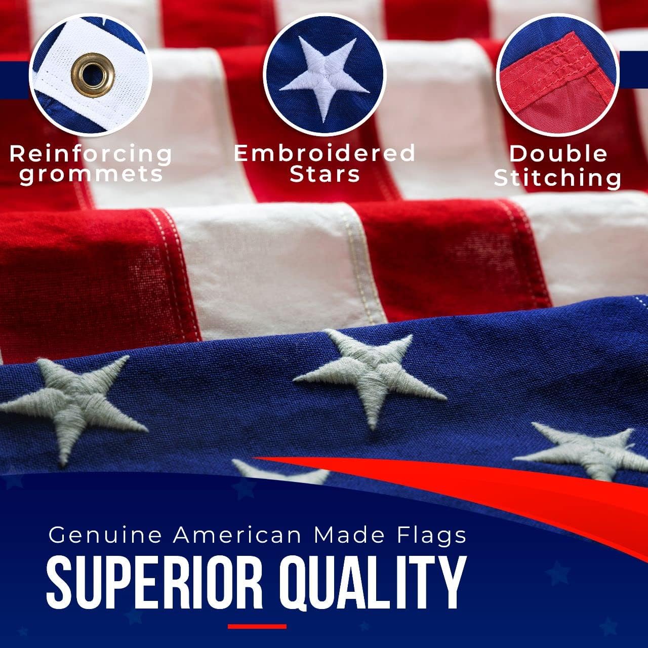 American Flag Made in USA | American Flags for Outside 3X5 | Premium US Flag 3X5 Heavy Duty Outdoor with Embroidered Stars and Sewn Stripes.