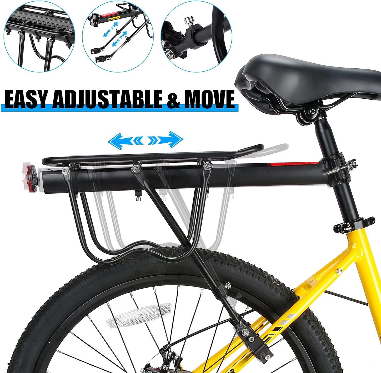 West Biking 110Lb Capacity Almost Universal Adjustable Bike Cargo Rack Cycling Equipment Stand Footstock Bicycle Luggage Carrier Racks with