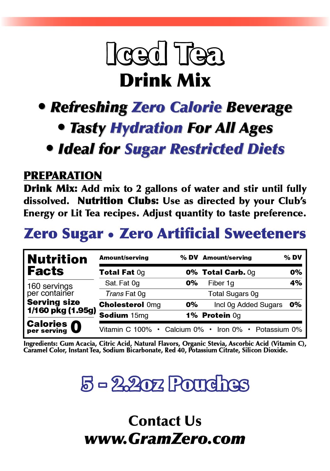 GramZero Grape Sugar Free Drink Mix Sports Pack, Great For Nutrition Club Loaded Teas, Zero Calorie, Stevia Sweetened