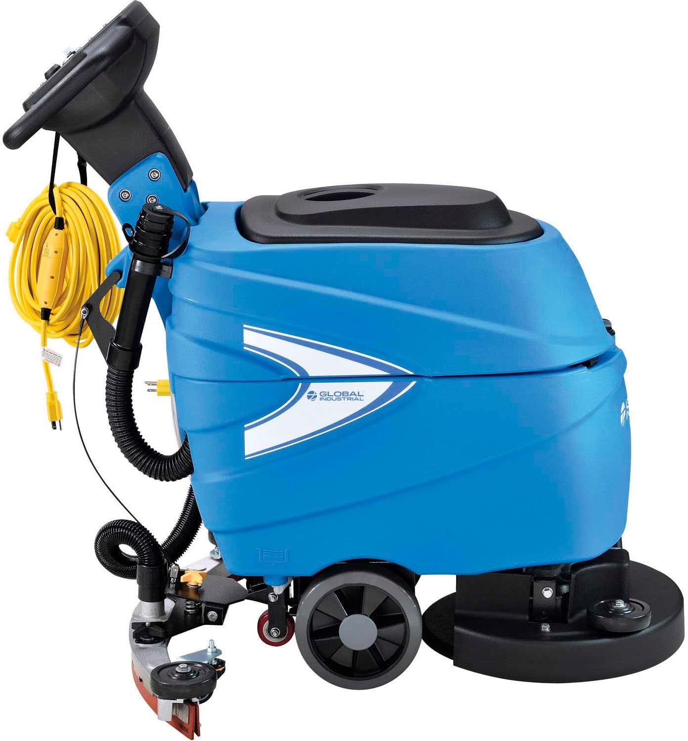 Global Industrial Commercial Electric Walk-Behind Ergo Auto Floor Scrubber | Ergonomic Scrubber, Corded, 17" Cleaning Path, 9.2 Gallon Solution Tank