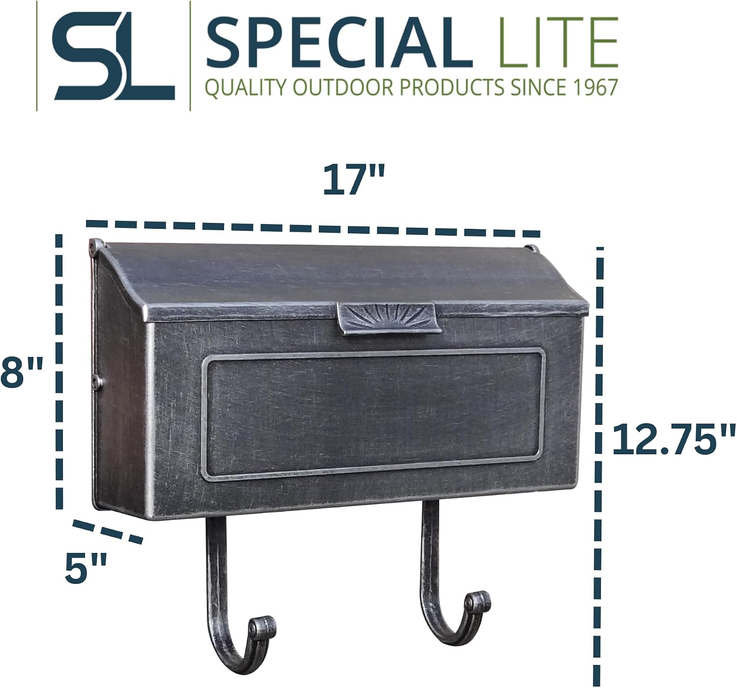 Special Lite Horizon Horizontal Wall Mount Mailbox - Black Aluminum Mailbox for Wall Mount - SHH-1006-BLK