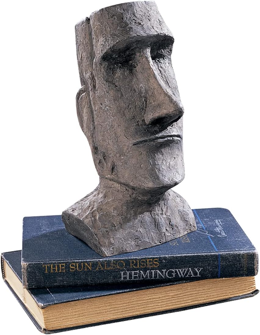 Design Toscano Easter Island Ahu Akivi Moai Monolith Garden Statue, Extra Large, 32 Inch, Cast Stone Resin, Grey Stone