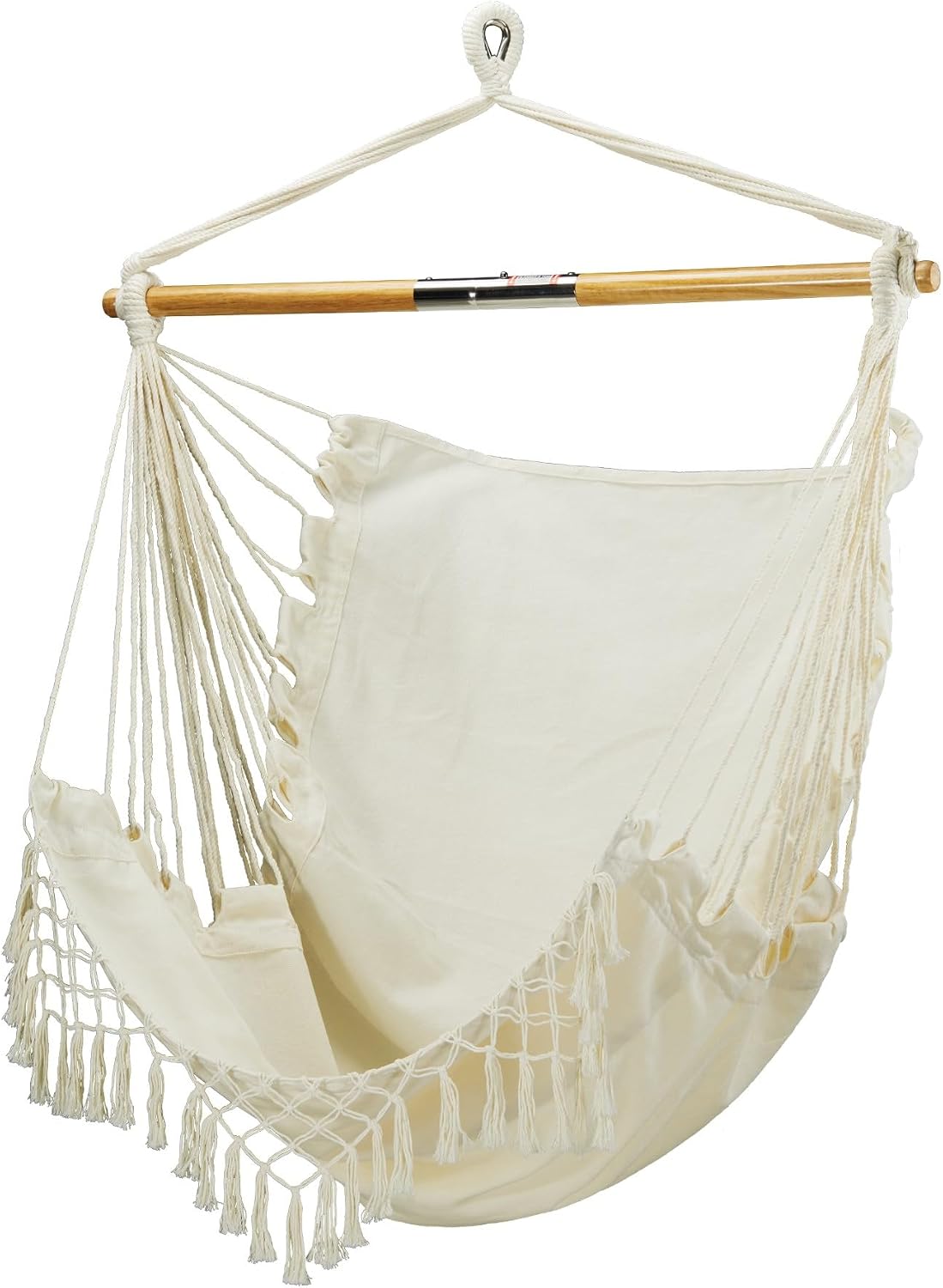 Bliss Hammocks BHC-412NT Island Rope Hammock Chair, Eco Friendly & Hand Woven, Varnish Coated 40 Inch Wood Spreader, Easy to Hang w/Included Hanging Kit, Supports up to 265 pounds, Natural Rope