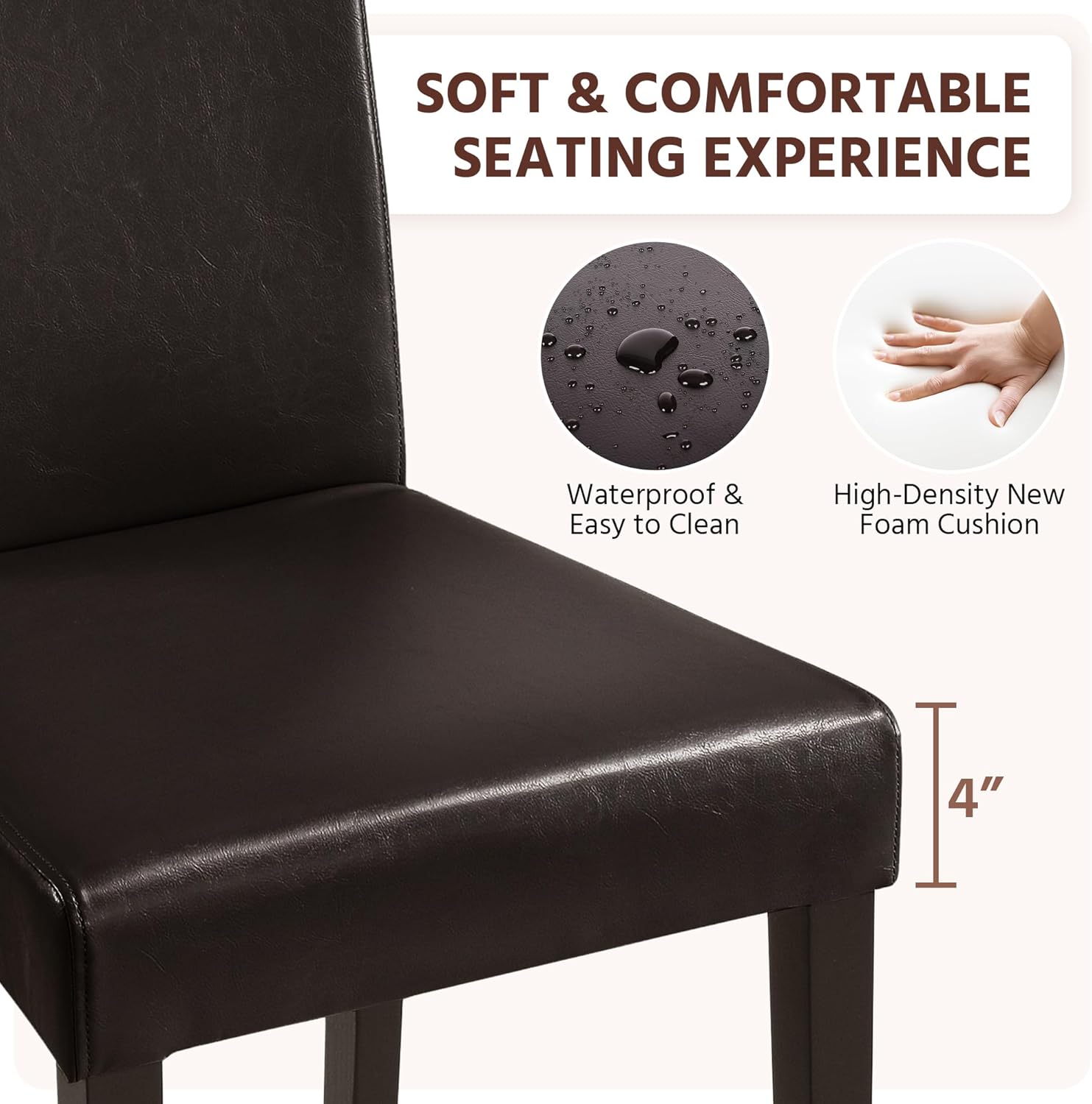 Yaheetech Dining Chairs Set of 4 Upholstered Kitchen Chairs Black