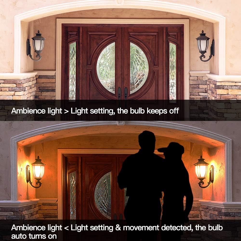 Motion Sensor Light Bulb with Dusk to Dawn Lights Sensor, E26 Base, 7W LED(60W Equivalent), Warm White(3000K), Motion Sensitivity, Time and Twilight Setting Adjustable