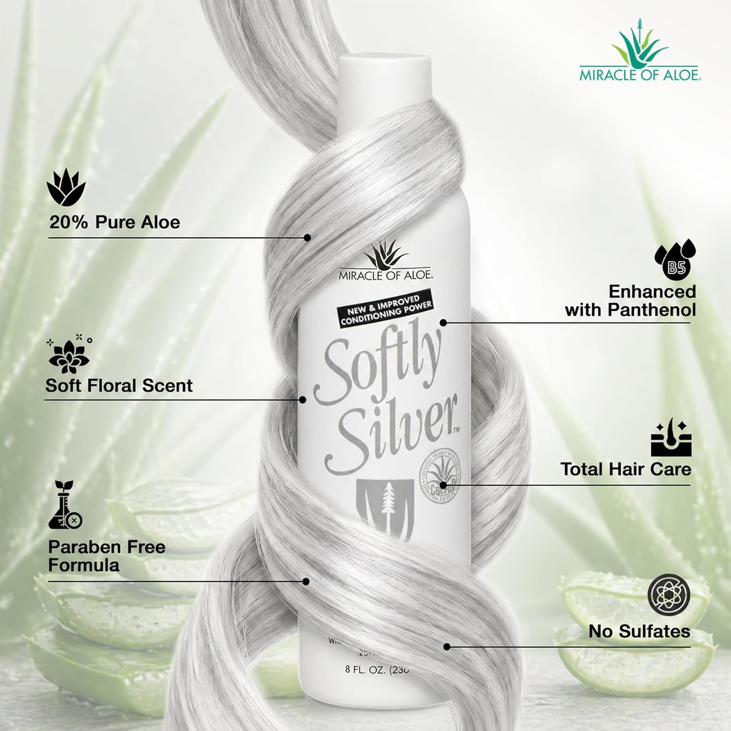 Softly Silver Shampoo For Gray Hair, 2 In 1 Purple Restorative Hair Wash
