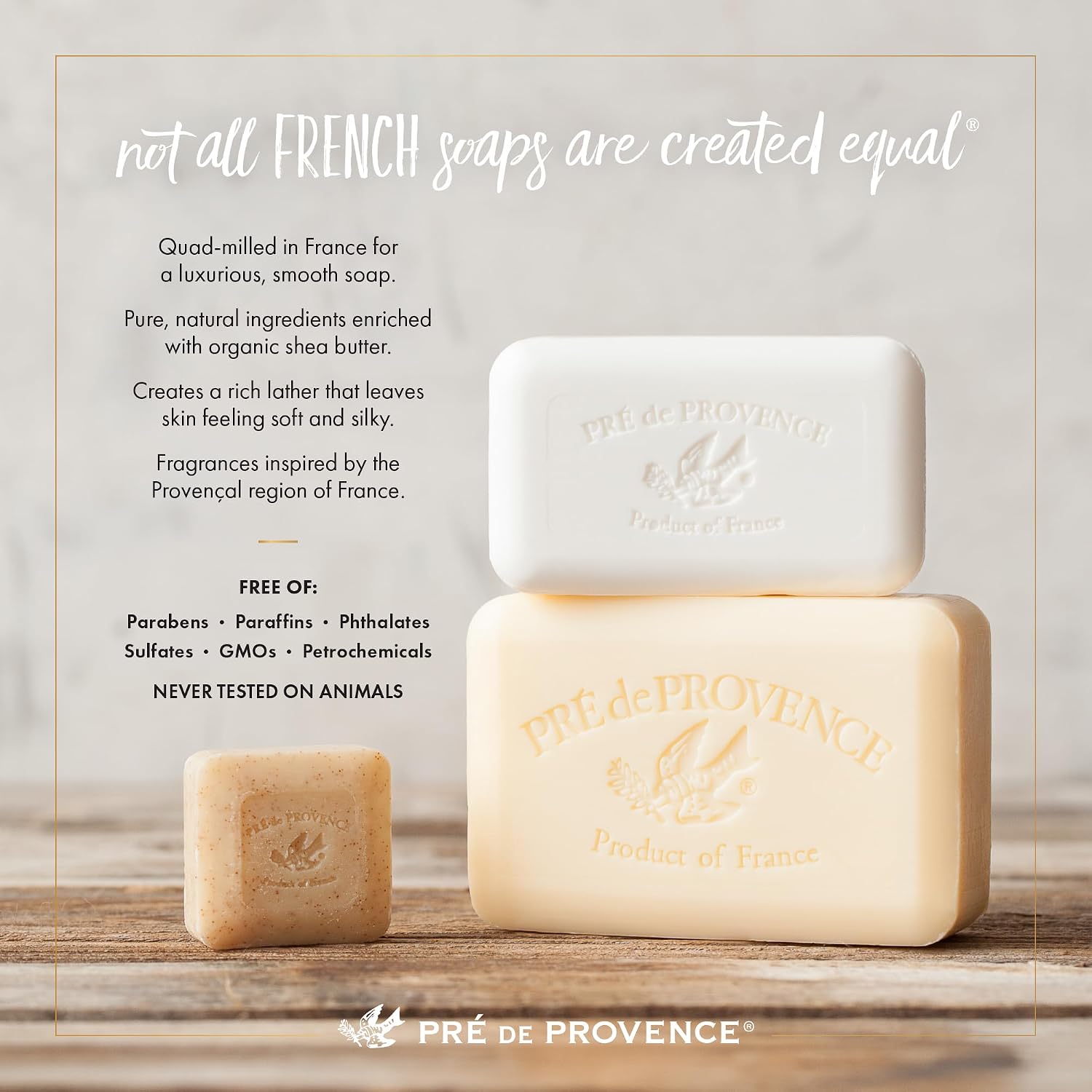 Pre de Provence Artisanal Soap Bar, Natural French Skincare, Enriched with Organic Shea Butter, Quad Milled for Rich, Smooth & Moisturizing Lather, Linden, 5.3 Ounce