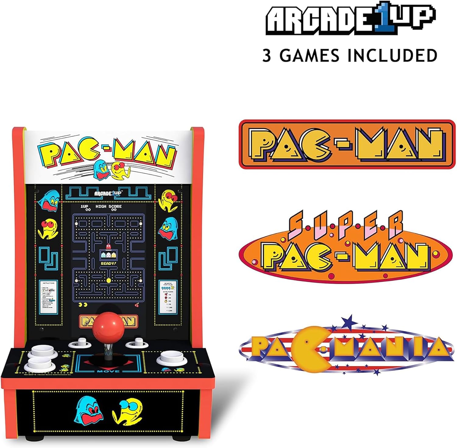 Arcade1Up Ms. Pac-Man Class of '81 Countercade, 3 Retro Games | Countertop Arcade Machine with 7-Inch LCD Screen and Real Feel Joysticks and Buttons