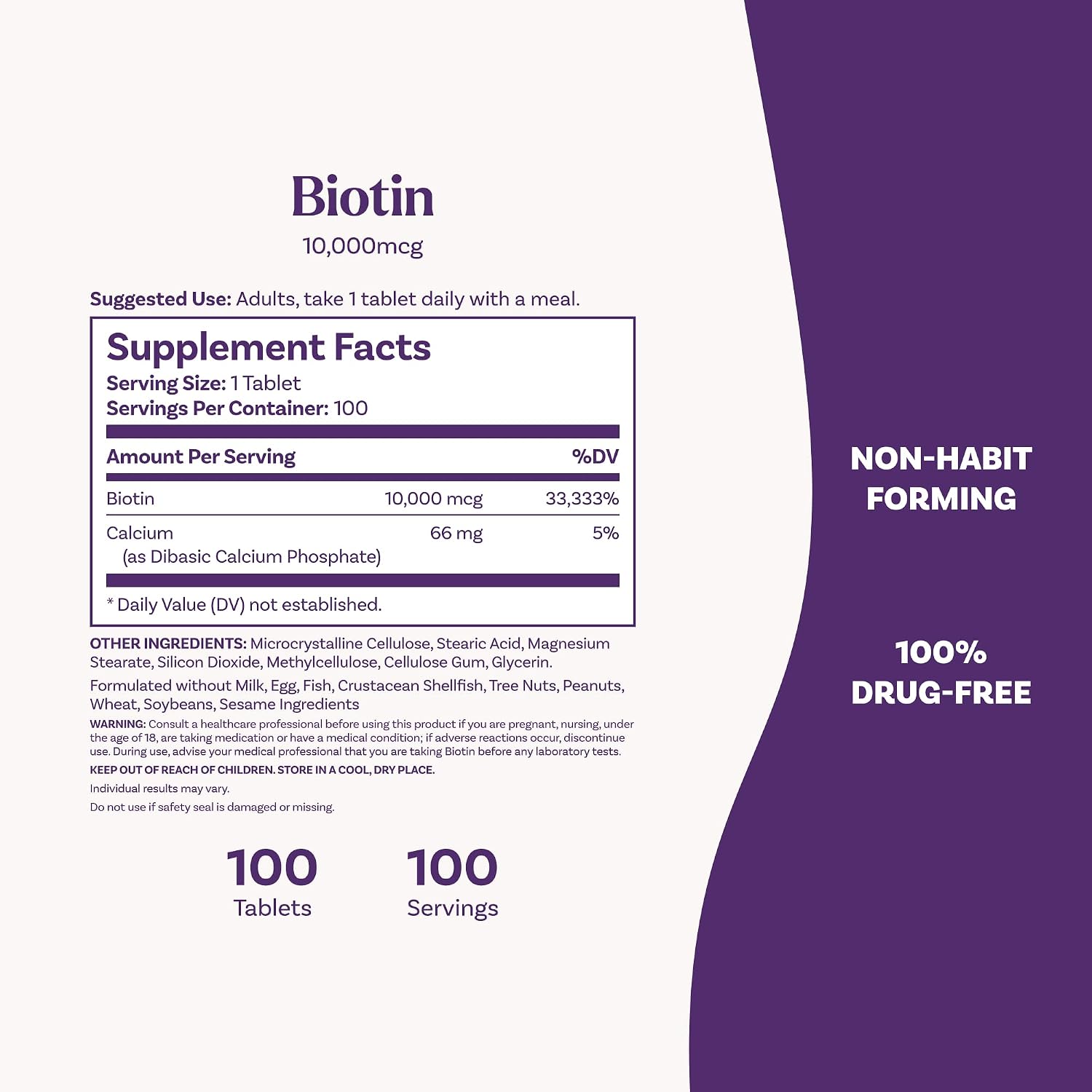 Natrol Biotin 10000mcg, 4X Faster Dissolve Supplement for Healthy Hair, Skin and Nails for Those Low in Biotin, Plus Energy Metabolism Support, 60 Tablets, Up to a 60 Day Supply