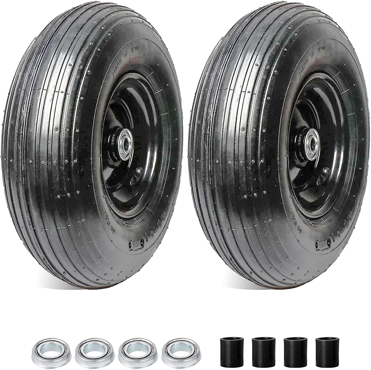 AR-PRO (2-PACK) 4.80/4.00-8" Tire and Wheel, 16" Pneumatic Tire Wheels with 3/4" Bearings and 3" Centered Hub for Wheelbarrow, Hand Truck