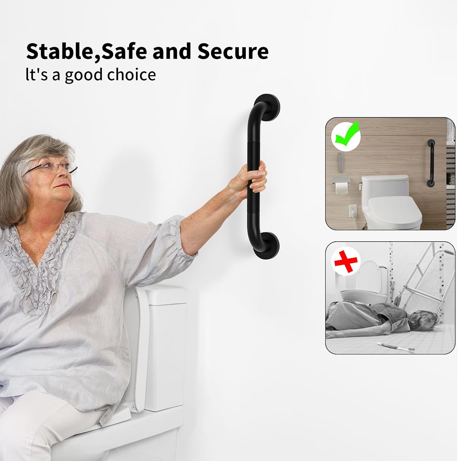 Munzong 3 Pack Commercial Handicap Grab Bars 18" 36" 42" Brushed Nickel | Bathroom Grab Bar for Shower 1.25" Diameter Anti Slip Bathroom Balance Bar Safety Hand Rail for Elderly Injury Senior